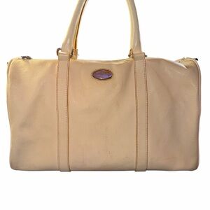 Rare Vintage FURLA Giovanna Furlanetto Cream Leather Boston Satchel